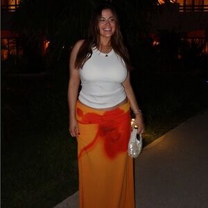 Meshki Orange and Red Strapless Dress